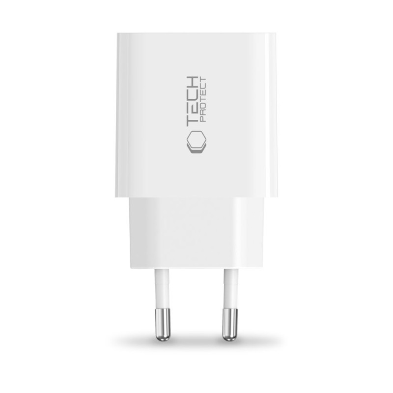 TECH-PROTECT NC20W мрежово зарядно с 1 порт USB-C (PD 20W) бяло - TECH-PROTECT NC20W мрежово зарядно с 1 порт USB-C (PD 20W) бяло - 5906302380985