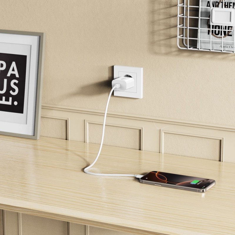 TECH-PROTECT NC20W мрежово зарядно с 1 порт USB-C (PD 20W) бяло - TECH-PROTECT NC20W мрежово зарядно с 1 порт USB-C (PD 20W) бяло - 5906302380985