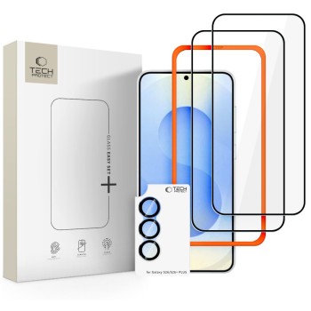 Стъклено закалено Tech-Protect Easy Set+ (3 броя) за Samsung Galaxy S26 Black