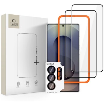 Tech-Protect Easy Set+ 3-pack закалено стъкло за Samsung Galaxy S26 Ultra Black (екран + камера)