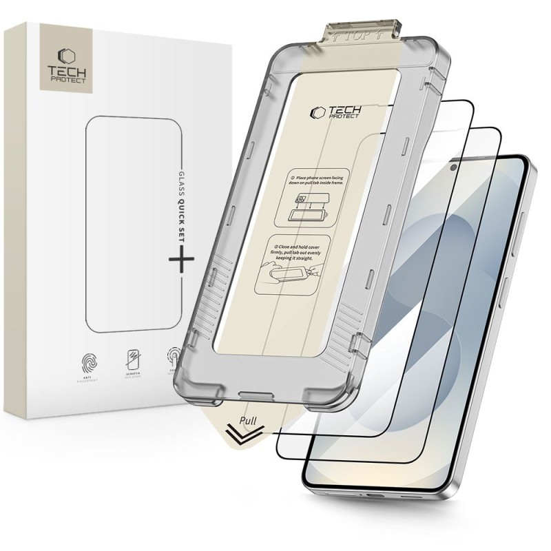 Стъклен протектор Tech-Protect Quick Set+ 2 броя за Samsung Galaxy S26+ Plus (черен) - Стъклен протектор Tech-Protect Quick Set+ 2 броя за Samsung Galaxy S26+ Plus (черен) - 5906302390809