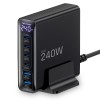 TECH-PROTECT DC240W-GaN 6-портов настолен заряден с PD 240W / QC3.0, черен - 5906302390878