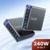 TECH-PROTECT DC240W-GaN 6-портов настолен заряден с PD 240W / QC3.0, черен - 5906302390878
