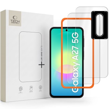 Tech-Protect Easy Set+ комплект 3 броя закалено стъкло за Samsung Galaxy A27 5G (Clear)