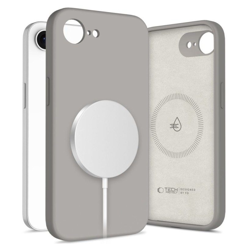 TECH-PROTECT силиконов калъф MagSafe за iPhone 16E / 17E Stone Grey - TECH-PROTECT силиконов калъф MagSafe за iPhone 16E / 17E Stone Grey - 5906302392766