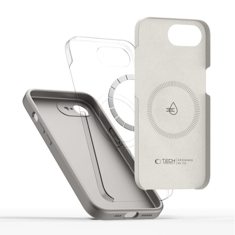 TECH-PROTECT силиконов калъф MagSafe за iPhone 16E / 17E Stone Grey - TECH-PROTECT силиконов калъф MagSafe за iPhone 16E / 17E Stone Grey - 5906302392766