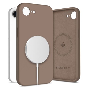 TECH-PROTECT Силиконов MagSafe кейс за iPhone 16E / 17E, шоколадово кафяв