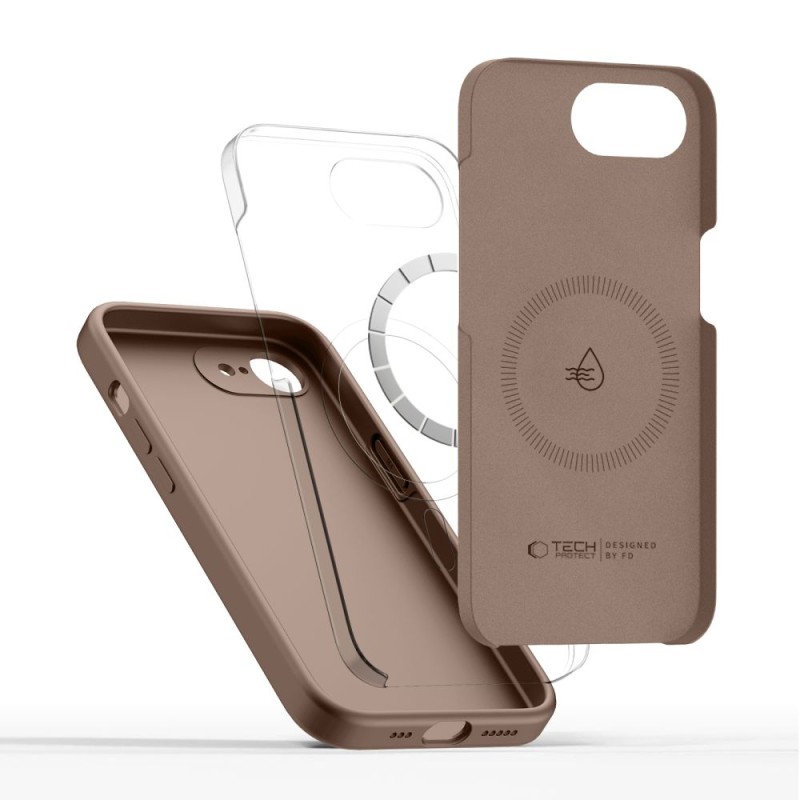 TECH-PROTECT Силиконов MagSafe кейс за iPhone 16E / 17E, шоколадово кафяв - 5906302392780