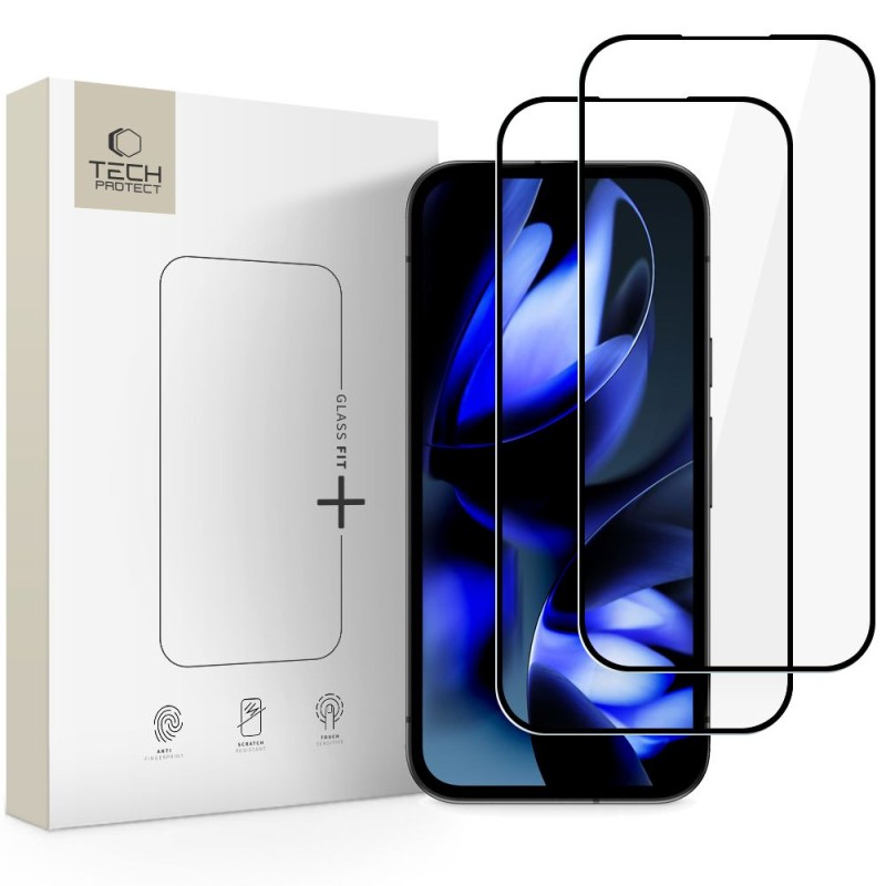 Tech-Protect Glass Fit+ – закалено стъкло за Google Pixel 9A / 10A, 2 броя, черна рамка - 5906302392827