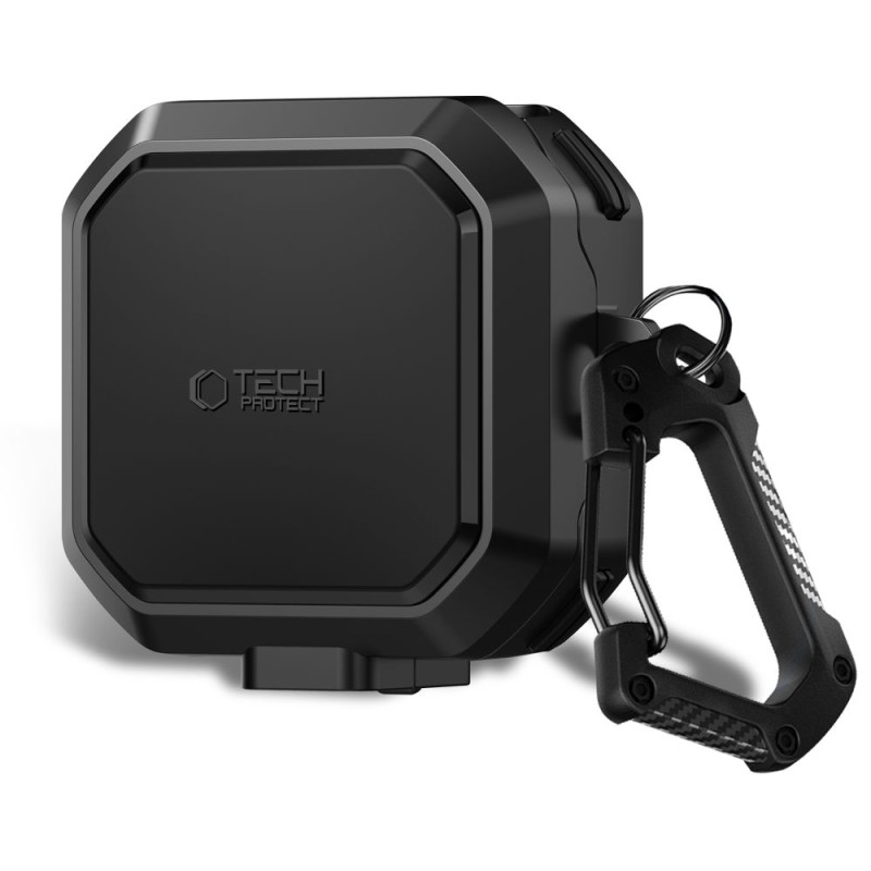 TECH-PROTECT CARBONOX MagSafe калъф за Samsung Galaxy Buds 4 / 4 Pro Black (с карабинер) - TECH-PROTECT CARBONOX MagSafe калъф за Samsung Galaxy Buds 4 / 4 Pro Black (с карабинер) - 5906302392933