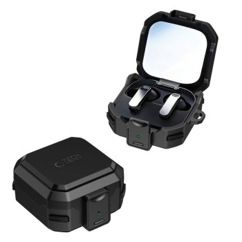 TECH-PROTECT CARBONOX MagSafe калъф за Samsung Galaxy Buds 4 / 4 Pro Black (с карабинер) TECH-PROTECT CARBONOX MagSafe калъф за Samsung Galaxy Buds 4 / 4 Pro Black (с карабинер)