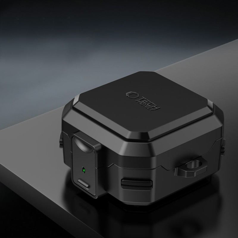 TECH-PROTECT CARBONOX MagSafe калъф за Samsung Galaxy Buds 4 / 4 Pro Black (с карабинер) - TECH-PROTECT CARBONOX MagSafe калъф за Samsung Galaxy Buds 4 / 4 Pro Black (с карабинер) - 5906302392933
