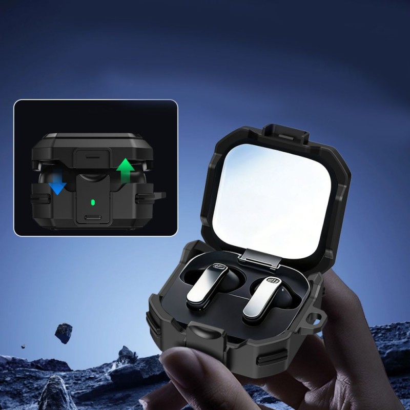 TECH-PROTECT CARBONOX MagSafe калъф за Samsung Galaxy Buds 4 / 4 Pro Black (с карабинер) - TECH-PROTECT CARBONOX MagSafe калъф за Samsung Galaxy Buds 4 / 4 Pro Black (с карабинер) - 5906302392933