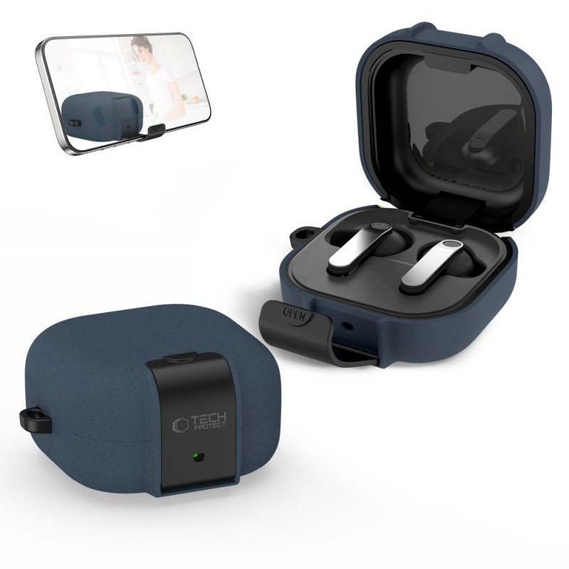 TECH-PROTECT SLIM HOOK Калъф за Samsung Galaxy Buds 4 / 4 Pro Fluffy Blue - 5906302392964