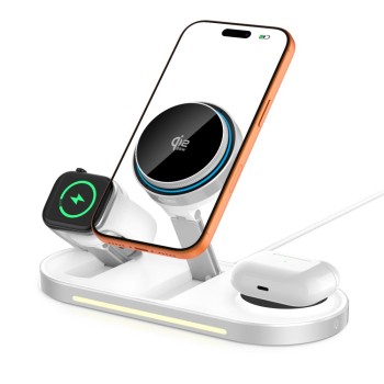 Tech-Protect A51 ArcticBoost 3в1 магнитна MagSafe безжична зарядна 25W Qi2.2 бяла