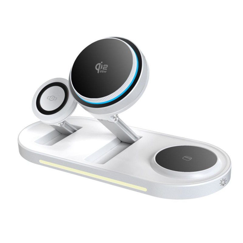 Tech-Protect A51 ArcticBoost 3в1 магнитна MagSafe безжична зарядна 25W Qi2.2 бяла - Tech-Protect A51 ArcticBoost 3в1 магнитна MagSafe безжична зарядна 25W Qi2.2 бяла - 5906302392971