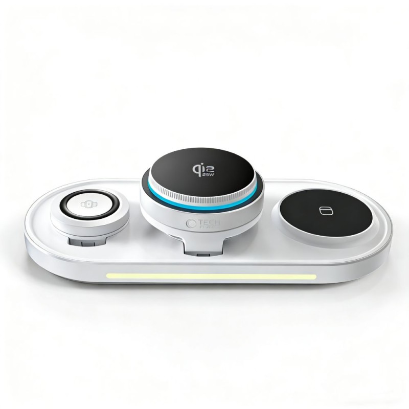 Tech-Protect A51 ArcticBoost 3в1 магнитна MagSafe безжична зарядна 25W Qi2.2 бяла - Tech-Protect A51 ArcticBoost 3в1 магнитна MagSafe безжична зарядна 25W Qi2.2 бяла - 5906302392971
