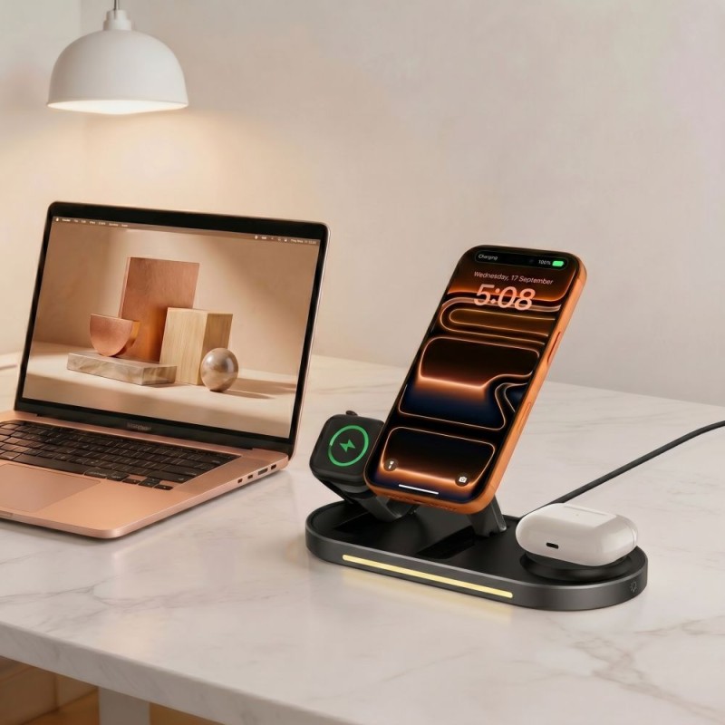 Tech-Protect A51 ARCTICBOOST 3в1 Магнитно Magsafe безжично зарядно 25W Qi2.2 Черно - Tech-Protect A51 ARCTICBOOST 3в1 Магнитно Magsafe безжично зарядно 25W Qi2.2 Черно - 5906302392988