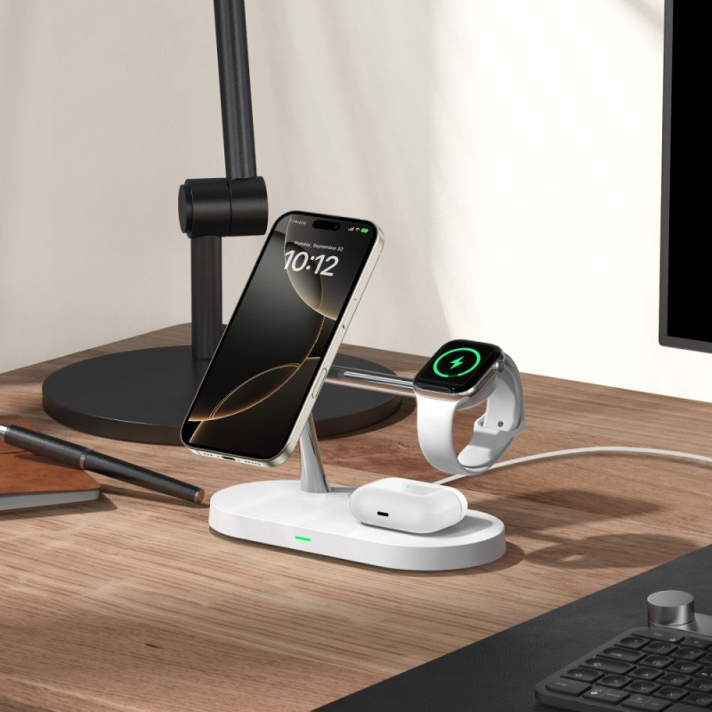 TECH-PROTECT A12 3в1 Магнитно MagSafe безжично зарядно, бяло - 6216990211850