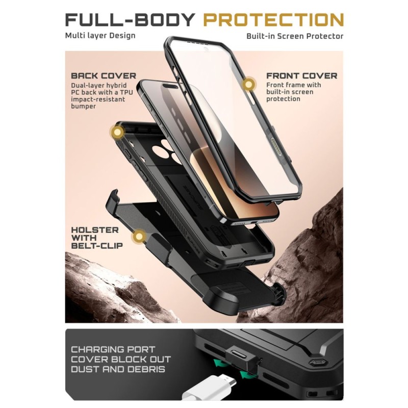 SUPCASE Unicorn Beetle Pro за iPhone 17 Pro Black (черен) - 843439159204
