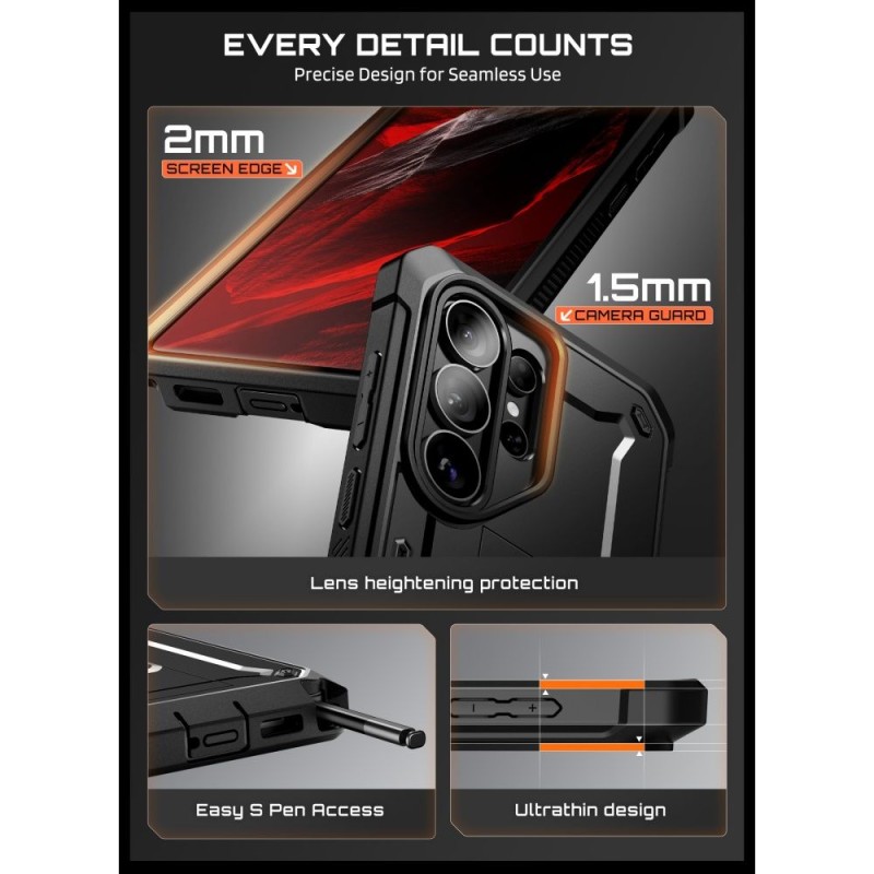 SUPCASE UNICORN BEETLE PRO + TEMPERED GLASS 2-PACK за Samsung Galaxy S26 Ultra Black (843439160729) - SUPCASE UNICORN BEETLE PRO + TEMPERED GLASS 2-PACK за Samsung Galaxy S26 Ultra Black (843439160729) - 843439160729