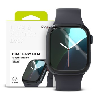 Ringke Dual Easy защитно фолио за Apple Watch 10/11 46 мм (clear) – 3 броя