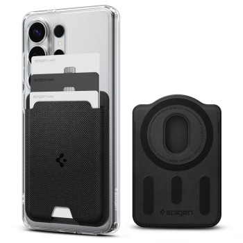 Spigen Urban Fit Wallet с MagSafe магнитна поставка за карти за Samsung Galaxy S (черна)