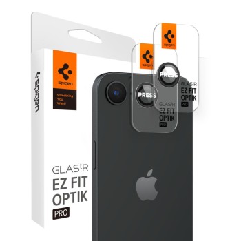 Spigen Optik Pro „EZ Fit” защитно стъкло за камера (2 броя) за iPhone 16E / 17E, черно