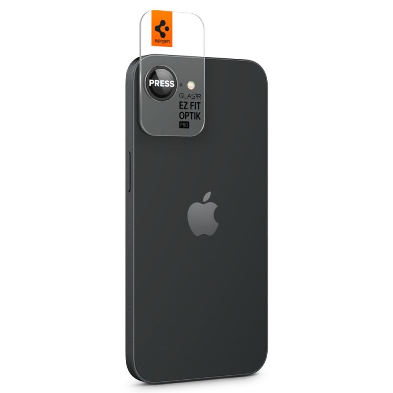 Spigen Optik Pro „EZ Fit” защитно стъкло за камера (2 броя) за iPhone 16E / 17E, черно - 8800283301052-AGL09279
