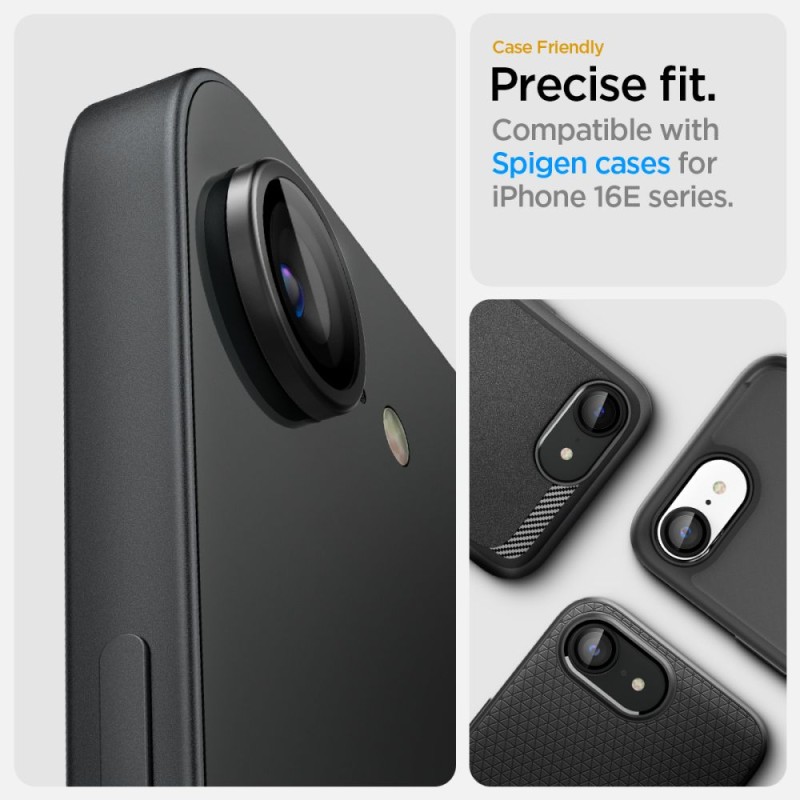 Spigen Optik Pro „EZ Fit” защитно стъкло за камера (2 броя) за iPhone 16E / 17E, черно - 8800283301052-AGL09279