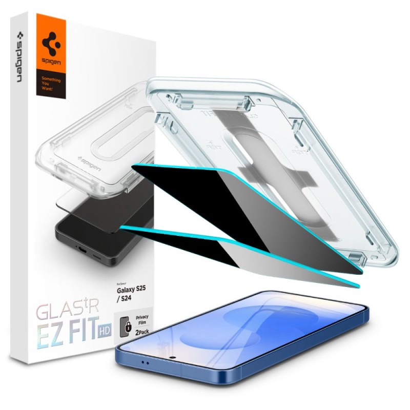 Spigen Glas.TR „EZ Fit” Privacy HD защитно стъкло за Samsung Galaxy S24 / S25 (2 броя) - Spigen Glas.TR „EZ Fit” Privacy HD защитно стъкло за Samsung Galaxy S24 / S25 (2 броя) - 8800283301335-AGL09308