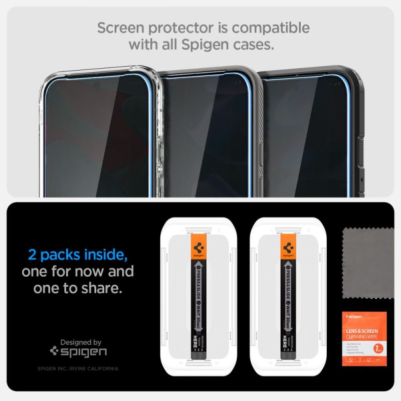 Spigen Glas.TR „EZ Fit” Privacy – закалено стъклено защитно фолио 2 броя за Google Pixel 9 / 9 Pro / 10 / 10 Pro - 8800283301373-AGL09312