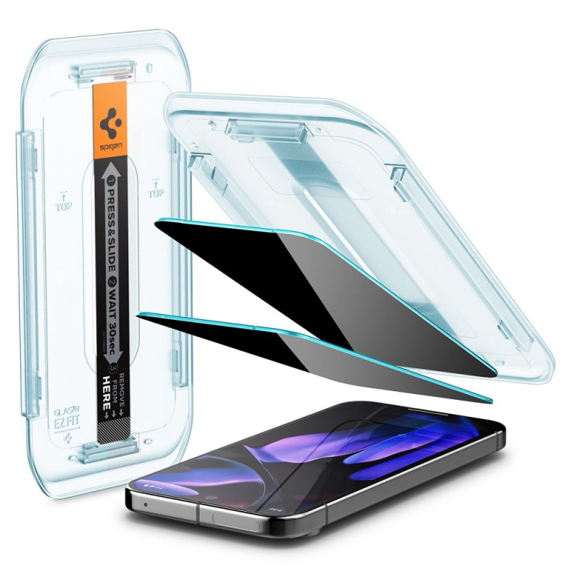 Spigen Glas.TR „EZ Fit” Privacy – закалено стъклено защитно фолио 2 броя за Google Pixel 9 / 9 Pro / 10 / 10 Pro - 8800283301373-AGL09312