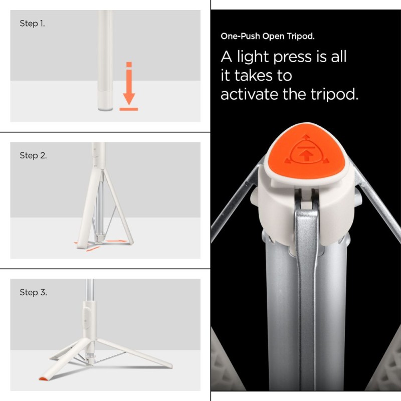 Spigen S541W Bluetooth selfie stick tripod Dune Beige - Spigen S541W Bluetooth selfie stick tripod Dune Beige - 8800283301625-AMP09337