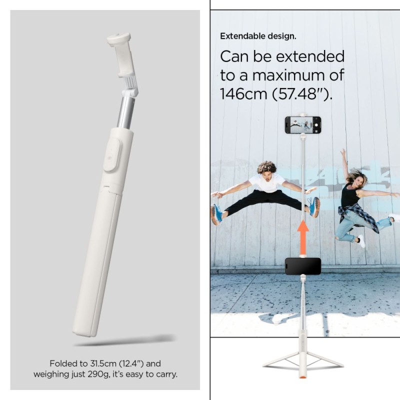 Spigen S541W Bluetooth selfie stick tripod Dune Beige - Spigen S541W Bluetooth selfie stick tripod Dune Beige - 8800283301625-AMP09337