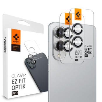 Spigen Optik Pro TR „EZ Fit” протектор за камера от закалено стъкло 2-пак за Galaxy S25 Edge Black (SKU: 8800283302455-AGL09413)