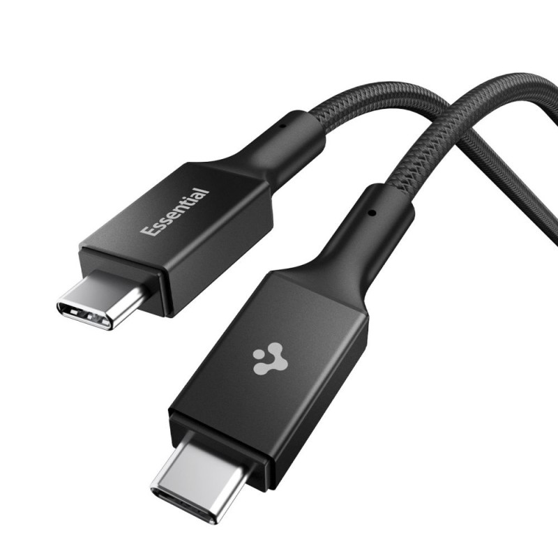SPIGEN EB10010CC Essential USB-C към USB-C кабел 100W, 100 см, черен - SPIGEN EB10010CC Essential USB-C към USB-C кабел 100W, 100 см, черен - 8800283302936-ACA09459