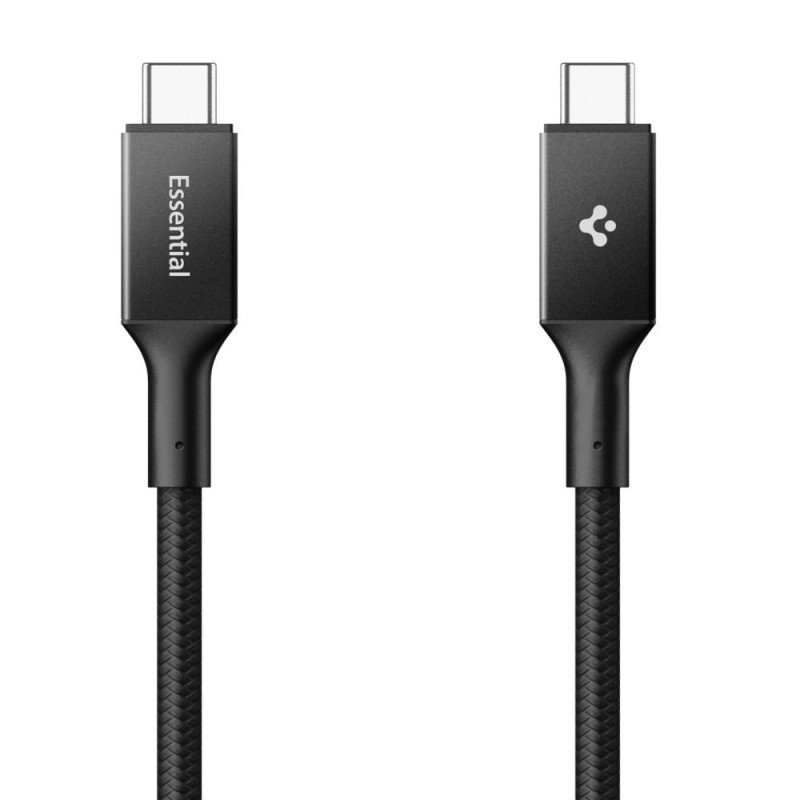SPIGEN EB10010CC Essential USB-C към USB-C кабел 100W, 100 см, черен - SPIGEN EB10010CC Essential USB-C към USB-C кабел 100W, 100 см, черен - 8800283302936-ACA09459