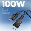 SPIGEN EB10010CC Essential USB-C към USB-C кабел 100W, 100 см, черен - SPIGEN EB10010CC Essential USB-C към USB-C кабел 100W, 100 см, черен - 8800283302936-ACA09459