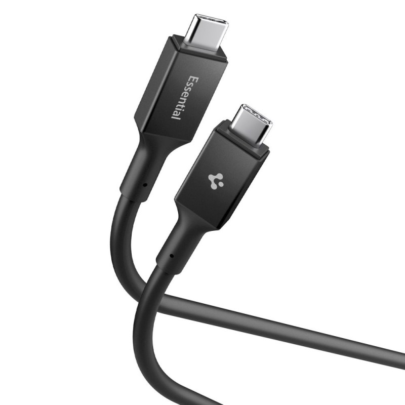 SPIGEN EB10020CC ESSENTIAL USB-C към USB-C кабел 100W, 200 см, черен - SPIGEN EB10020CC ESSENTIAL USB-C към USB-C кабел 100W, 200 см, черен - 8800283302943-ACA09460