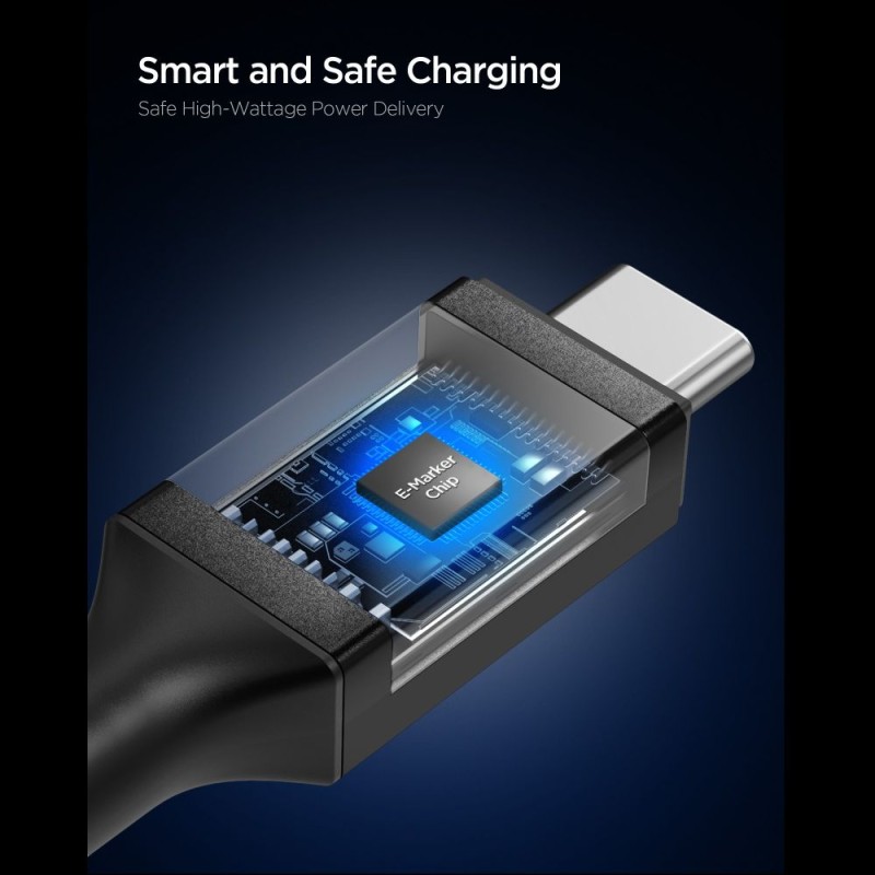 SPIGEN EB24012CC Essential кабел Type-C 240W 120 см черен - SPIGEN EB24012CC Essential кабел Type-C 240W 120 см черен - 8800283302950-ACA09461