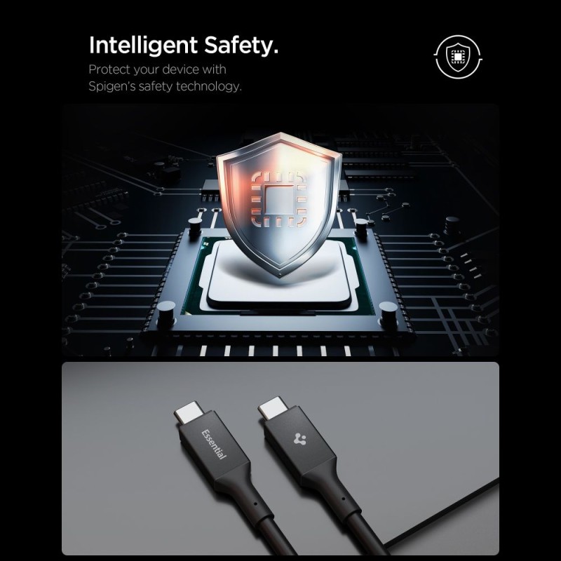 SPIGEN EB24012CC Essential кабел Type-C 240W 120 см черен - SPIGEN EB24012CC Essential кабел Type-C 240W 120 см черен - 8800283302950-ACA09461