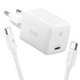 SPIGEN EE451EU-GAN Essential еднопортов мрежов зарядeн 45W + USB-C кабел 100W (100 см) бял