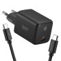Spigen EE451EU-GAN Essential, 1-порт USB-C мрежово зарядно 45W + USB-C към USB-C кабел 100W (100 см), черно