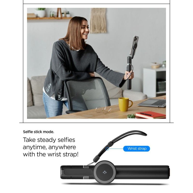 SPIGEN S581W MagSafe Bluetooth selfie stick статив Black - SPIGEN S581W MagSafe Bluetooth selfie stick статив Black - 8800283303698-AMP09534