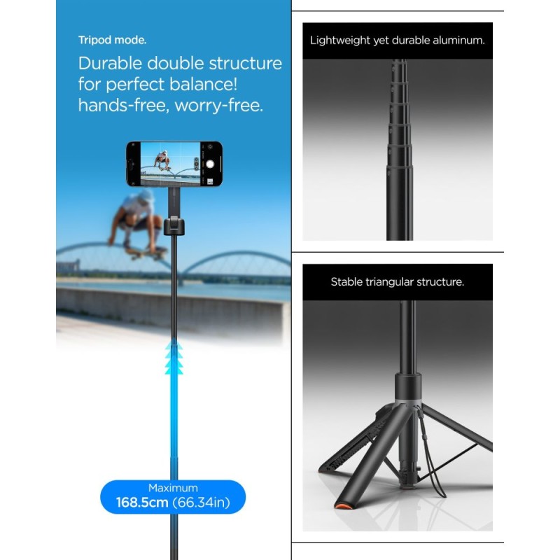 SPIGEN S581W MagSafe Bluetooth selfie stick статив Black - SPIGEN S581W MagSafe Bluetooth selfie stick статив Black - 8800283303698-AMP09534