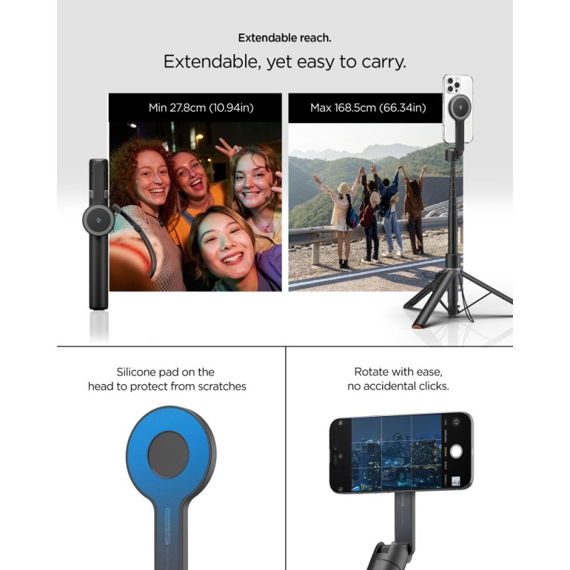 SPIGEN S581W MagSafe Bluetooth selfie stick статив Black - SPIGEN S581W MagSafe Bluetooth selfie stick статив Black - 8800283303698-AMP09534
