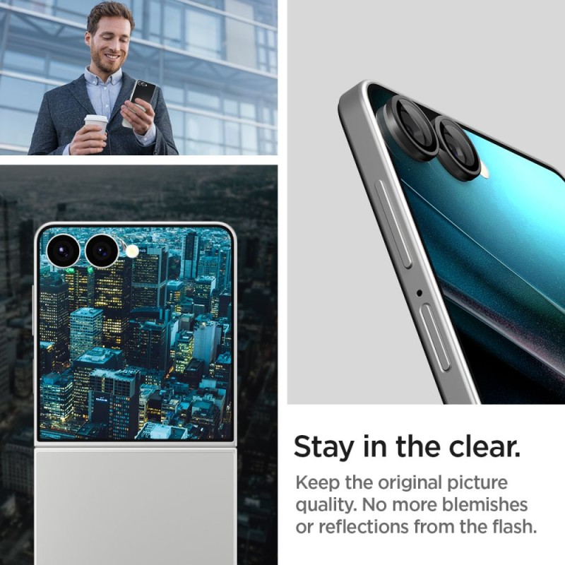 Spigen Optik Pro HD Glas.tR „EZ Fit” протектор за камера 2x за Samsung Galaxy Z Flip 7/8 (черен)