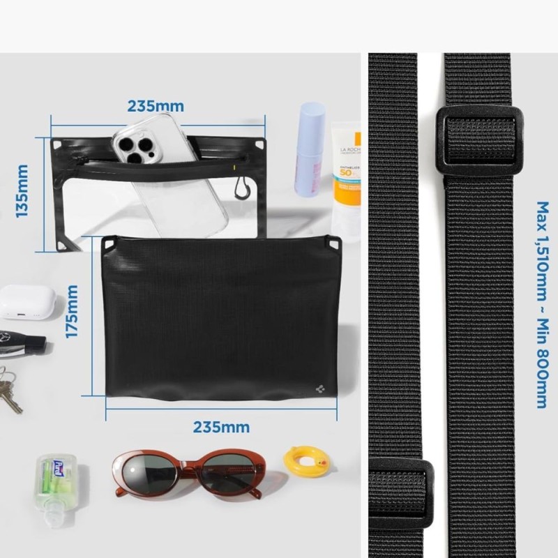 SPIGEN A640 Универсална водоустойчива кросбоди чанта, черна - SPIGEN A640 Универсална водоустойчива кросбоди чанта, черна - 8800283308075-AMP09746