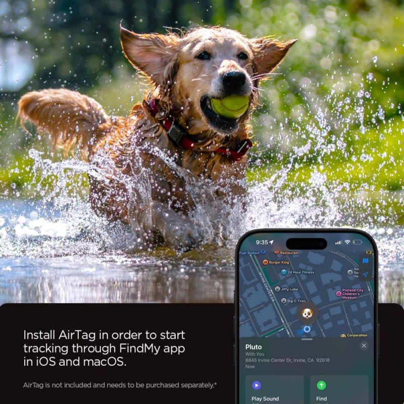 Spigen Tough Armor за Apple AirTag 1/2 за нашийник за домашен любимец (черен) - 8800283309157-ACS09780